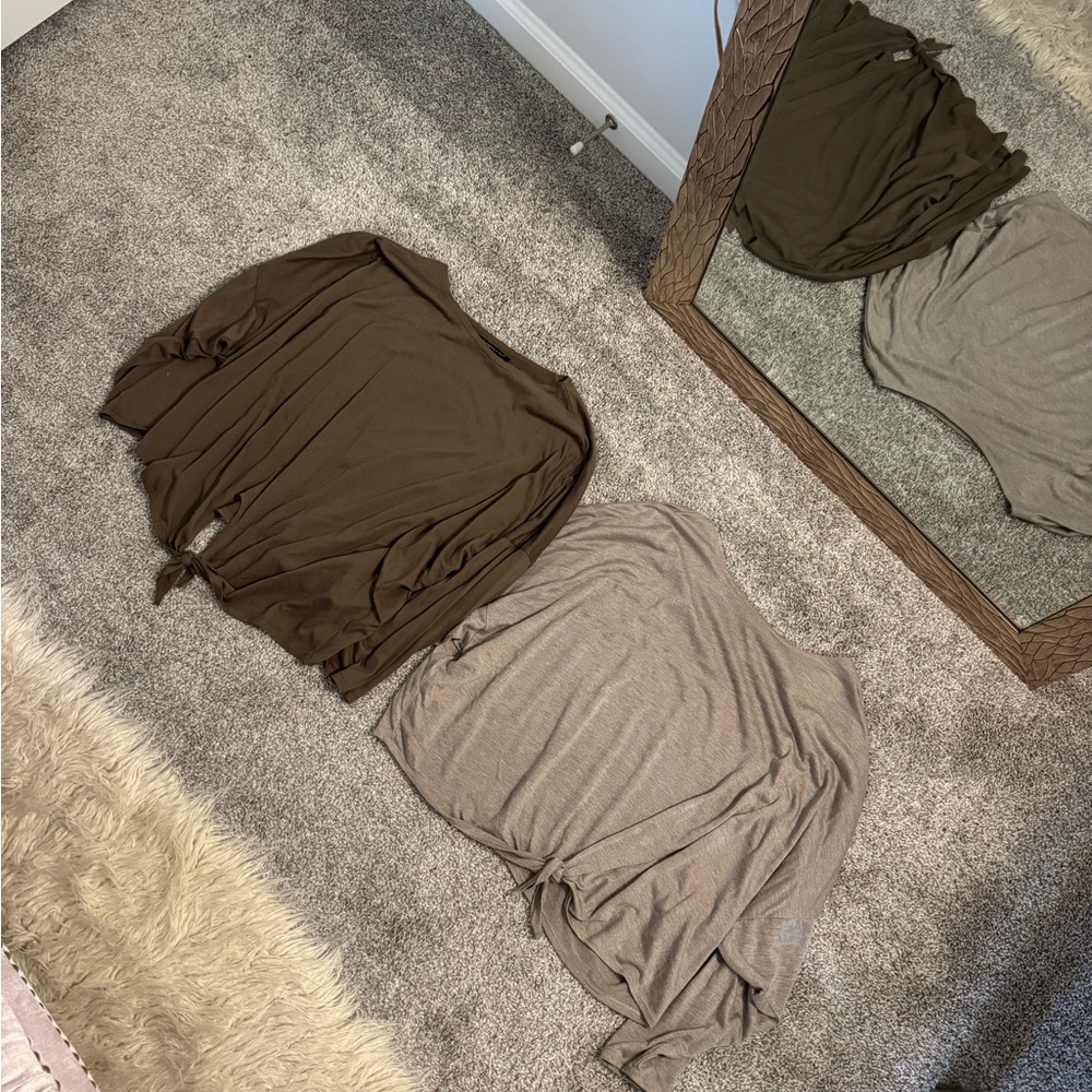 Set of Two Olive and Tan Tops - Nordstrom Rack